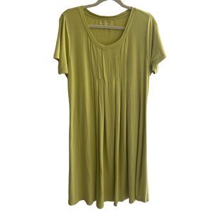 Soft Surroundings Lime Green Jersey Knit Tshirt Short Sleeve Dress Women’s Large